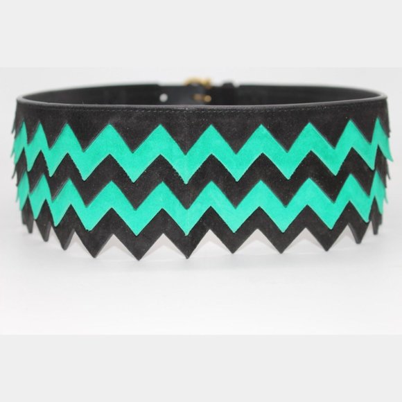 Salvatore Ferragamo BLACK/GREEN KID Leather Belt Size 80 main image 6